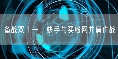 备战双十一，快手与买粉网并肩作战